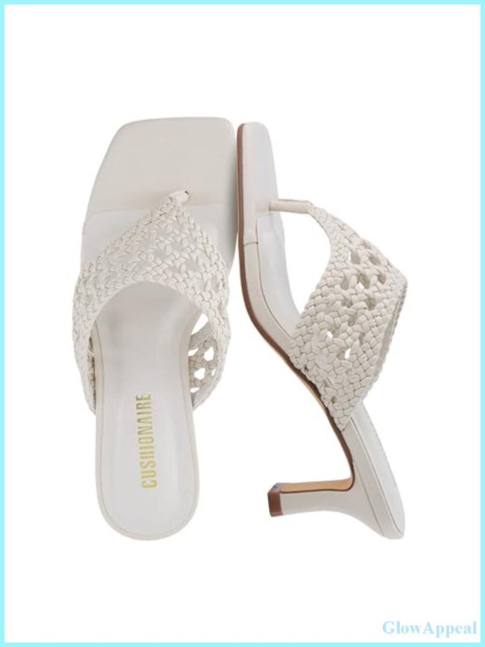 Woven Kitten Heel Sandals Square Toe Braided Slip On Mule Block Heel